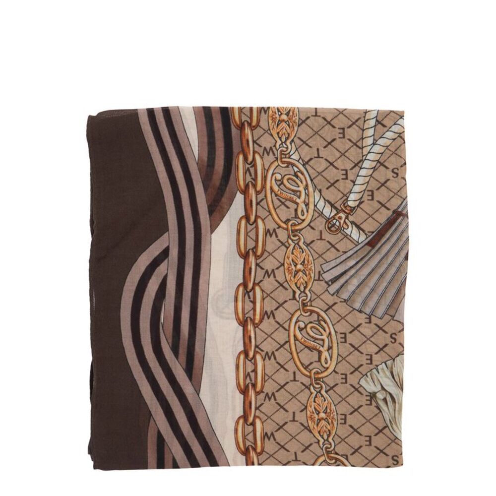 Twinset Women Brown Scarf With All-Over Print In Modal For Women